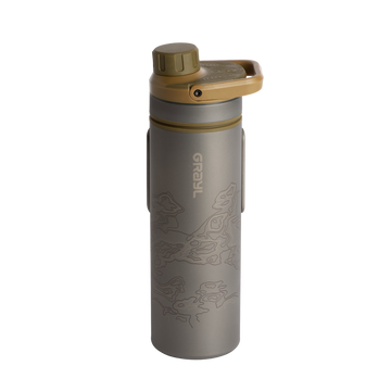 Grayl UltraPress Titanium Filter and Purifier Water Bottle – 16.9 Fluid Ounces / Covert Edition / Standard View / Coyote Brown